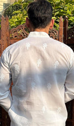 Load image into Gallery viewer, Men's Lucknowi Handcrafted Cotton Chikankari Kurta - HONC0215678