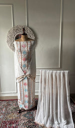 Load image into Gallery viewer, Women's Lucknowi Handcrafted Viscose Georgette Unstitched Chikankari Kurta and Dupatta Set- HONC0329582