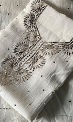 Load image into Gallery viewer, Women's Lakhnavi Handcrafted Mul Chanderi Unstitched Kurta And Dupatta Set- HONC0338724