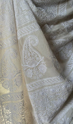 Load image into Gallery viewer, Women's Lakhnavi Handcrafted Pure Silk Georgette Chikankari Saree - HONC0270533