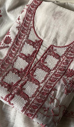 Load image into Gallery viewer, Women's Lakhnavi Handcrafted Mul Chanderi Unstitched Kurta And Dupatta Set - HONC0260937