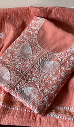 Load image into Gallery viewer, Women's Lakhnavi Handcrafted Maheshwari Mul Chanderi Kurta And Dupatta Set - HONC0288974