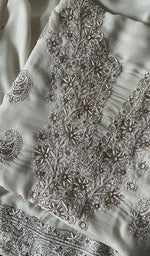 将图像加载到图库查看器中, Women's Lakhnavi Handcrafted Pure Silk Georgette Chikankari Kurta And Dupatta Set- HONC0249937