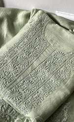 Load image into Gallery viewer, Women's Lucknowi Handcrafted Unstitched Chanderi Silk Chikankari Full Suit Material - HONC0322711
