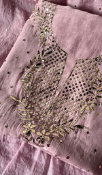 将图像加载到图库查看器中, Ruhi Women's Lakhnavi Handcrafted Mul Chanderi Unstitched Kurta And Dupatta Set - HONC0258798