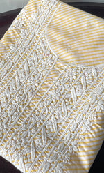 Load image into Gallery viewer, Shumaira Women's Lakhnavi Handcrafted Cotton Chikankari Unstitched Kurti Fabric - HONC0326379
