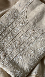 Load image into Gallery viewer, Women's Lakhnavi Handcrafted Munga Silk Chikankari Kurta And Dupatta Set- HONC0273583
