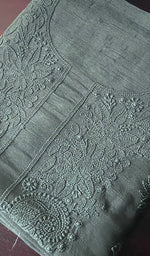 将图像加载到图库查看器中, Women's Lakhnavi Handcrafted White Raw Silk Chikankari Unstitched Kurti Fabric - HONC0151900