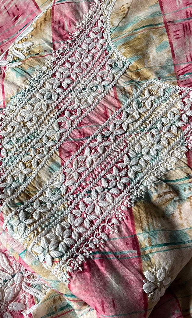 Women's Lakhnavi Handcrafted Cotton Chikankari Kurta And Kurta Dupatta Set - HONC0312682