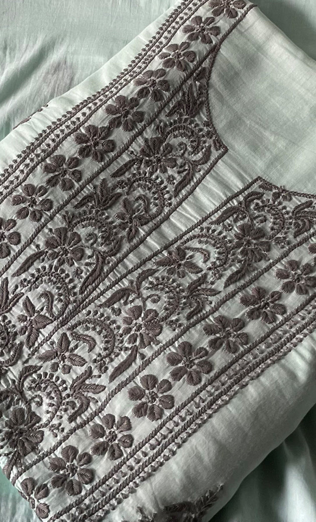 Women's Lakhnavi Handcrafted Cotton Chikankari Kurta And Kurta Dupatta Set - HONC0245292