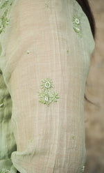 将图像加载到图库查看器中, Women's Lakhnavi Handcrafted Mul Chanderi Chikankari Stitched Kurta, Dupatta And Pant Set - HONC0321289