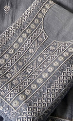 Load image into Gallery viewer, Women's Lakhnavi Handcrafted Unstitched Munga Silk Chikankari Kurta And Dupatta Set- HONC0268577