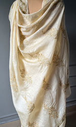 Load image into Gallery viewer, Women's Lakhnavi Handcrafted Tussar Silk Chikankari Saree - HONC0258441