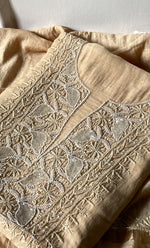 Load image into Gallery viewer, Women's Lakhnavi Handcrafted Mul Chanderi Unstitched Chikankari Full Suit Material - HONC0323585