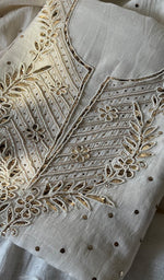 将图像加载到图库查看器中, Women's Lakhnavi Handcrafted Mul Chanderi Unstitched Kurta And Dupatta Set - HONC0295187