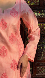 Load image into Gallery viewer, Masooma Women's Lucknowi Handcrafted Chanderi Silk Chikankari Kurti - HONC0257297