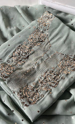 Load image into Gallery viewer, Hunar Women's Lakhnavi Handcrafted Viscose Georgette Chikankari Unstitched Full Suit Material - HONC0301675