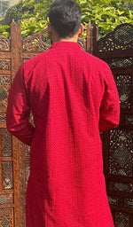 Load image into Gallery viewer, Men's Faux-Georgette Hakoba Kurta - HONC0261819