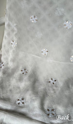 将图像加载到图库查看器中, Saima Women's Lakhnavi Handcrafted Pure Silk Georgette Chikankari  Kurti Fabric - HONC0229266