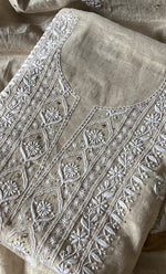 将图像加载到图库查看器中, Women's Lakhnavi Handcrafted Tissue Chanderi Unstitched Kurta And Dupatta Set - HONC0267164