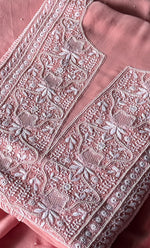 Load image into Gallery viewer, Women's Lakhnavi Handcrafted Pure Silk Georgette Chikankari Kurta And Dupatta Set - HONC0291001