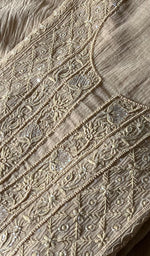 将图像加载到图库查看器中, Women's Lakhnavi Handcrafted Mul Chanderi Chikankari Semi Stitched Anarkali And Dupatta Set- HONC0286668