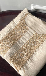 将图像加载到图库查看器中, Lucknowi Handcrafted Munga Silk Chikankari Unstitched Men's Kurta Fabric - HONC0314524