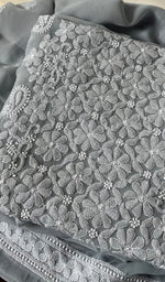 将图像加载到图库查看器中, Women's Lucknowi Handcrafted Faux-Georgette Chikankari Suit Material - HONC0274394