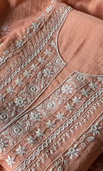 Load image into Gallery viewer, Women's Lakhnavi Handcrafted Mul Chanderi Unstitched Kurta And Dupatta Set - HONC0307211