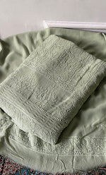 将图像加载到图库查看器中, Women's Lakhnavi Handcrafted Viscose Georgette Unstitched Chikankari Full Suit Material - HONC0319627