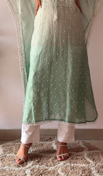 Load image into Gallery viewer, Pragya Women's Lucknowi Handcrafted Mul chanderi Chikankari Kaftan - HONC0487568