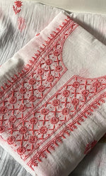 将图像加载到图库查看器中, Women's Lakhnavi Handcrafted Mul Chanderi Unstitched Chikankari Kurta And Dupatta Set - HONC0321900