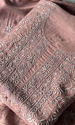 Load image into Gallery viewer, Women's Lakhnavi Handcrafted Munga Silk Chikankari Kurta And Dupatta Set- HONC0285378