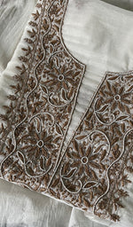 Load image into Gallery viewer, Women's Lakhnavi Handcrafted Mul Chanderi Unstitched Kurta And Dupatta Set - HONC0253436