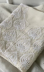 Load image into Gallery viewer, Women's Lakhnavi Handcrafted Pure Organza Chikankari Unstitched Kurta And Dupatta Set- HONC0314851