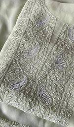 Load image into Gallery viewer, Women's Lakhnavi Handcrafted Viscose Georgette Chikankari Full Suit Material - HONC0267760