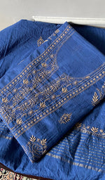 Load image into Gallery viewer, Women's Lucknowi Handcrafted Chanderi Silk Unstitched Chikankari Full Suit Material - HONC0351090