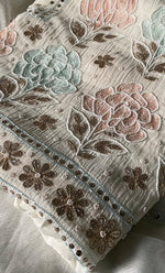 将图像加载到图库查看器中, Women's Lakhnavi Handcrafted Mul Chanderi Unstitched Kurta And Dupatta Set- HONC0311968