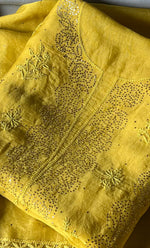 Load image into Gallery viewer, Afeera Women's Lakhnavi Handcrafted Pure Organza Chikankari Unstitched Kurta And Dupatta Set- HONC0304140