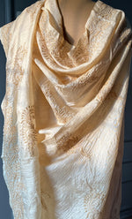 Load image into Gallery viewer, Women's Lakhnavi Handcrafted Tussar Silk Chikankari Saree - HONC0284146