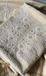 将图像加载到图库查看器中, Women's Lakhnavi Handcrafted Tissue Chanderi Unstitched Kurta And Dupatta Set - HONC0267158