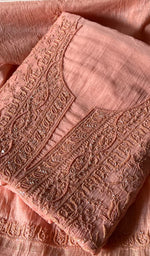 将图像加载到图库查看器中, Women's Lakhnavi Handcrafted Mul Chanderi Unstitched Kurta And Dupatta Set - HONC0280839