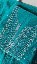 Load image into Gallery viewer, Women's Lakhnavi Handcrafted Mul Chanderi Unstitched Kurta And Dupatta Set - HONC0215480