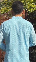 Load image into Gallery viewer, Men's Faux-Georgette Hakoba Kurta - HONC0266677