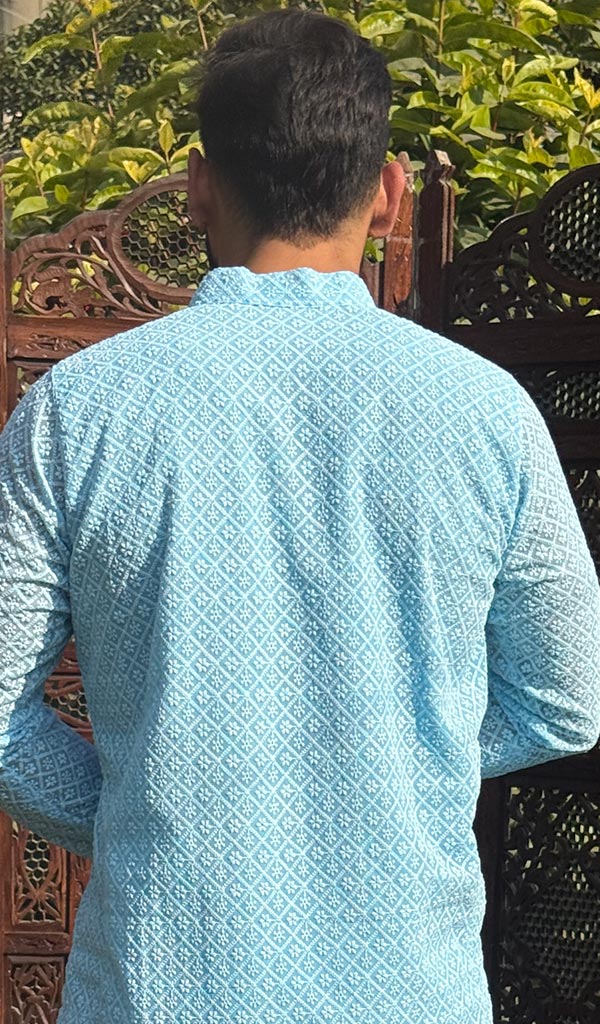 Men's Faux-Georgette Hakoba Kurta - HONC0266677