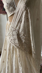 Load image into Gallery viewer, Women's Lakhnavi Handcrafted Bridal Tissue Chanderi Chikankari Lehenga Set - HONC0353218