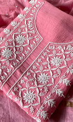 Load image into Gallery viewer, Jazba Women's Lakhnavi Handcrafted Mul Chanderi Unstitched Kurta And Dupatta Set- HONC0319683