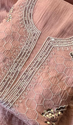 Load image into Gallery viewer, Haaniya Women's Lakhnavi Handcrafted Mul Chanderi Unstitched Kurta And Dupatta Set - HONC0291245