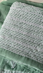 将图像加载到图库查看器中, Yumna Women's Lucknowi Handcrafted Faux-Georgette Chikankari Suit Material - HONC0263416