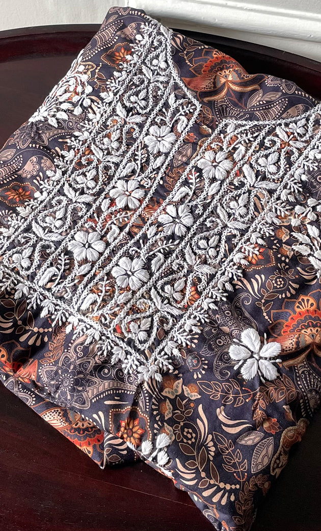 Women's Lakhnavi Handcrafted Cotton Chikankari Unstitched Kurti Fabric - HONC0315323